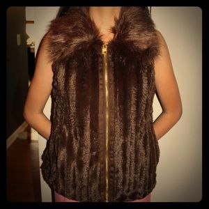 New Brown Fur Collar Vest